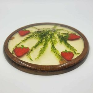 Vintage Gamut Designs 3D Strawberries Ferns Daisy Acrylic Resin Lucite Trivet 8"